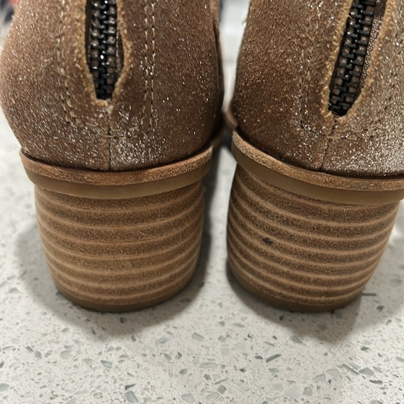 SOFFT Carleigh Metallic Tan Leather Peep Toe Block Heel Shootie Sandals - 8 - Picture 9 of 11